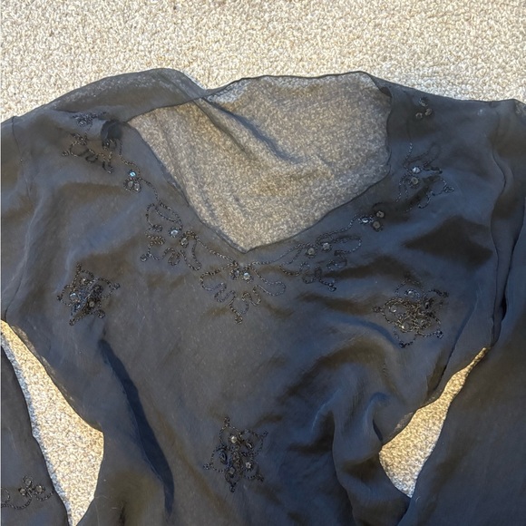 Y2K Lightweight Summer Sleek Sheer Black Women's Coverup Top Size Medium - Picture 9 of 13
